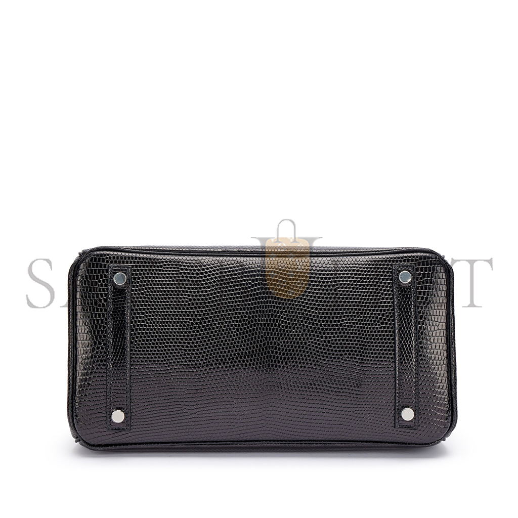 H**mes master birkin 30 lizard black silver buckle h028367ca30 (30*22*16cm)